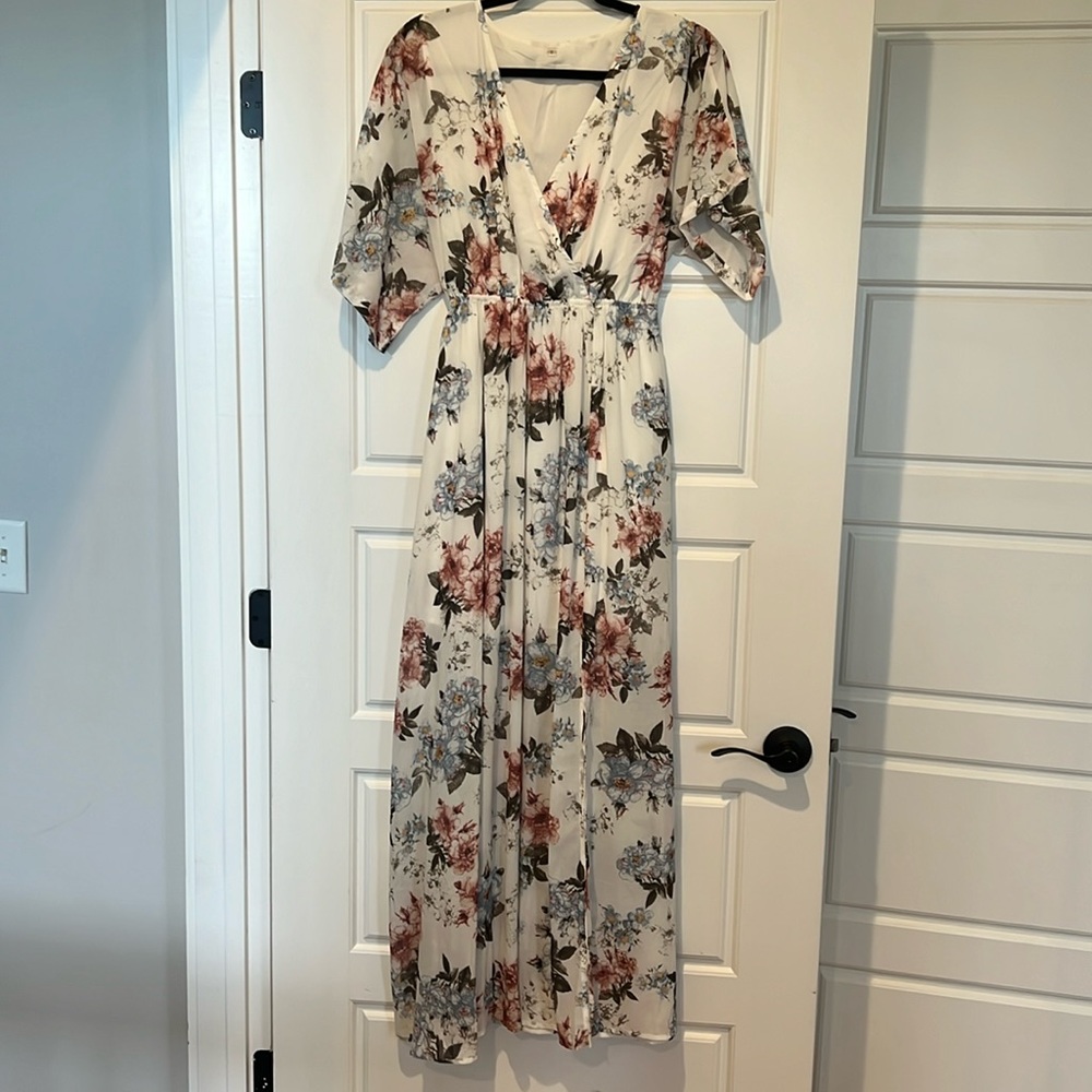 chiffon v-cut lined dress